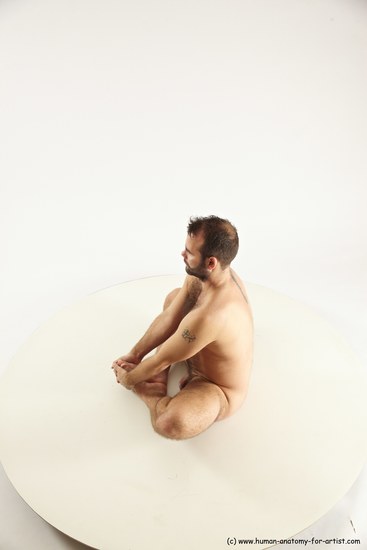 Nude Man White Sitting poses - simple Average Short Brown Sitting poses - ALL Multi angles poses Realistic