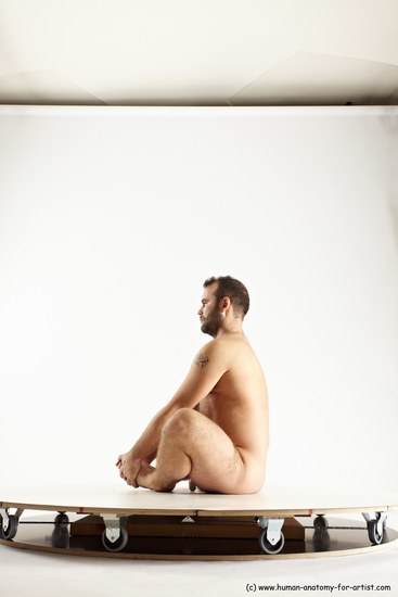 Nude Man White Sitting poses - simple Average Short Brown Sitting poses - ALL Multi angles poses Realistic