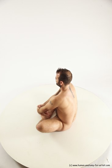 Nude Man White Sitting poses - simple Average Short Brown Sitting poses - ALL Multi angles poses Realistic