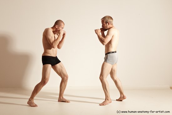 Underwear Martial art Man - Man White Moving poses Slim Short Blond Dynamic poses Academic