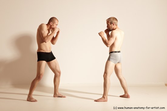 Underwear Martial art Man - Man White Moving poses Slim Short Blond Dynamic poses Academic