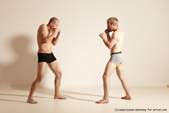 Underwear Martial art Man - Man White Moving poses Slim Short Blond Dynamic poses Academic