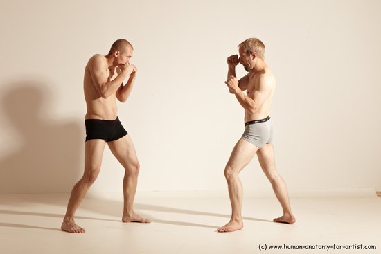 Underwear Martial art Man - Man White Moving poses Slim Short Blond Dynamic poses Academic