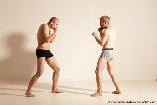 Underwear Martial art Man - Man White Moving poses Slim Short Blond Dynamic poses Academic