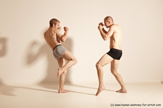 Underwear Martial art Man - Man White Moving poses Slim Short Blond Dynamic poses Academic