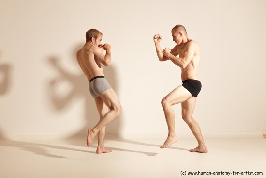 Underwear Martial art Man - Man White Moving poses Slim Short Blond Dynamic poses Academic