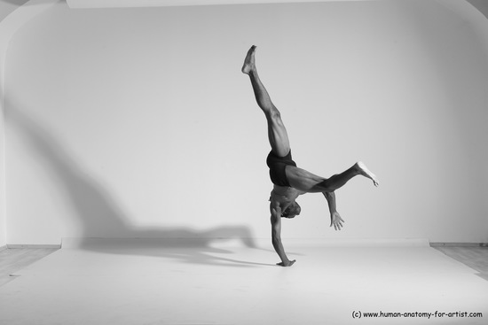 Underwear Gymnastic poses Man Black Athletic Black Dancing Dreadlocks Dynamic poses Academic