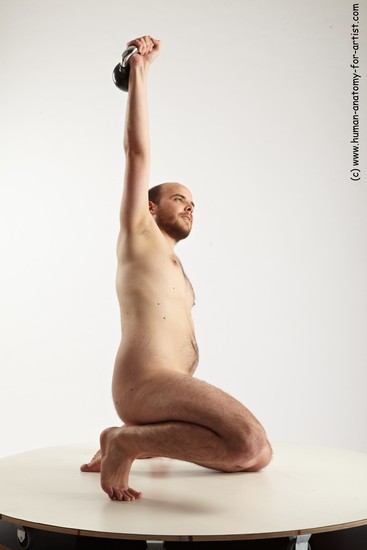 Nude Man White Kneeling poses - ALL Average Short Brown Kneeling poses - on one knee Realistic