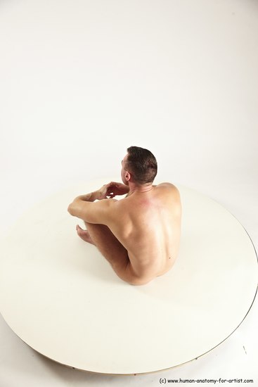 Nude Man White Sitting poses - simple Muscular Short Brown Sitting poses - ALL Multi angles poses Realistic