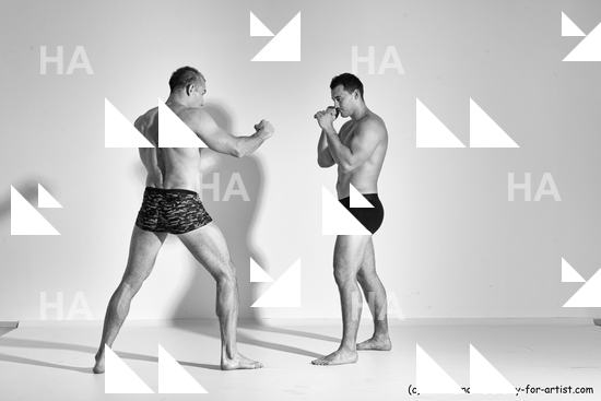 Underwear Martial art Man - Man White Moving poses Athletic Short Brown Dynamic poses Academic