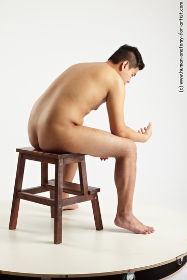 Nude Man Asian Sitting poses - simple Average Short Black Sitting poses - ALL Realistic