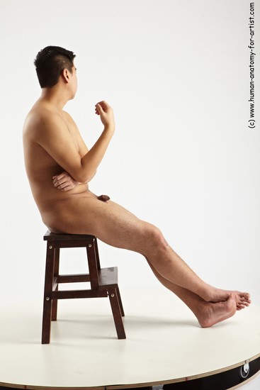 Nude Man Asian Sitting poses - simple Average Short Black Sitting poses - ALL Realistic