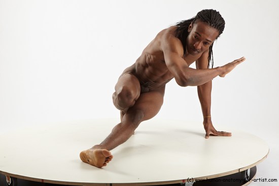 Underwear Gymnastic poses Man Black Athletic Black Dancing Dreadlocks Dynamic poses Academic