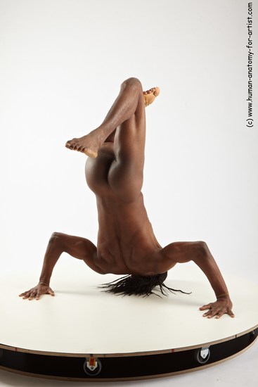 Underwear Gymnastic poses Man Black Athletic Black Dancing Dreadlocks Dynamic poses Academic