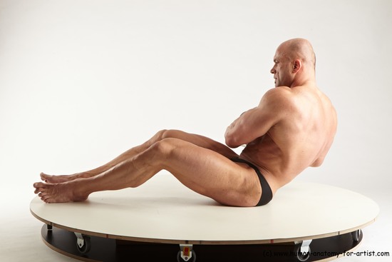 Swimsuit Gymnastic poses Man White Standing poses - ALL Muscular Bald Standing poses - simple Standard Photoshoot Academic