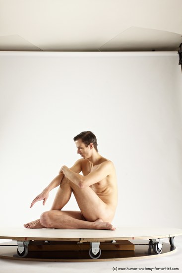 Nude Man White Sitting poses - simple Athletic Short Brown Sitting poses - ALL Multi angles poses Realistic