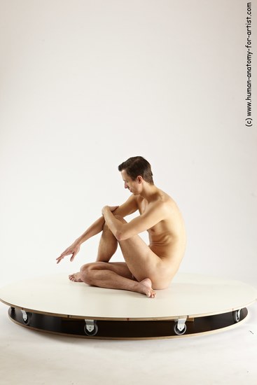 Nude Man White Sitting poses - simple Athletic Short Brown Sitting poses - ALL Multi angles poses Realistic