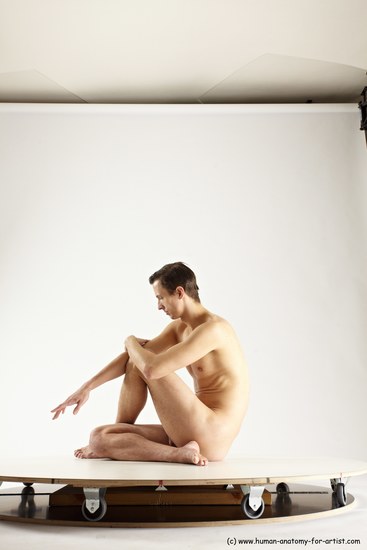 Nude Man White Sitting poses - simple Athletic Short Brown Sitting poses - ALL Multi angles poses Realistic