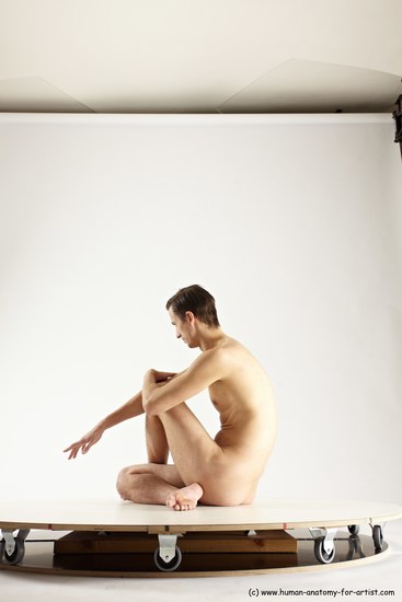 Nude Man White Sitting poses - simple Athletic Short Brown Sitting poses - ALL Multi angles poses Realistic