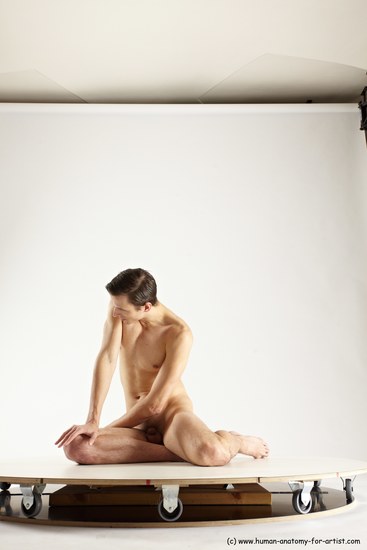 Nude Man White Sitting poses - simple Athletic Short Brown Sitting poses - ALL Multi angles poses Realistic