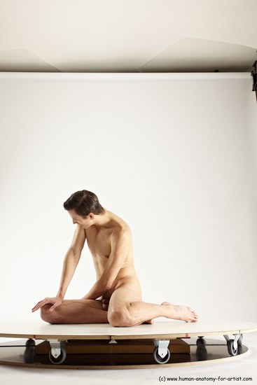 Nude Man White Sitting poses - simple Athletic Short Brown Sitting poses - ALL Multi angles poses Realistic