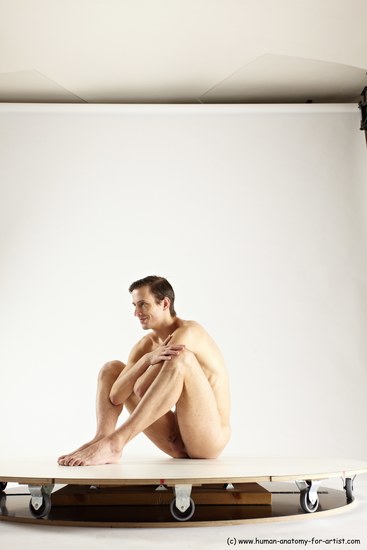 Nude Man White Sitting poses - simple Athletic Short Brown Sitting poses - ALL Multi angles poses Realistic