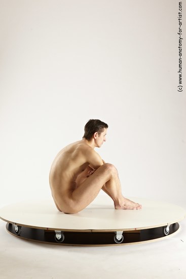 Nude Man White Sitting poses - simple Athletic Short Brown Sitting poses - ALL Multi angles poses Realistic