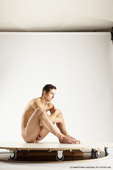 Nude Man White Sitting poses - simple Athletic Short Brown Sitting poses - ALL Multi angles poses Realistic