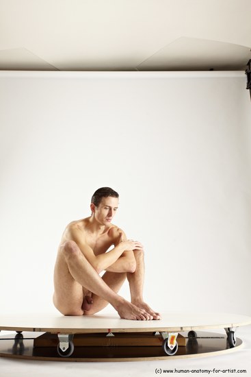 Nude Man White Sitting poses - simple Athletic Short Brown Sitting poses - ALL Multi angles poses Realistic