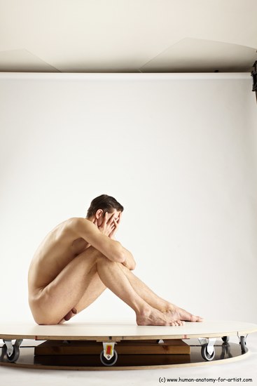 Nude Man White Sitting poses - simple Athletic Short Brown Sitting poses - ALL Multi angles poses Realistic