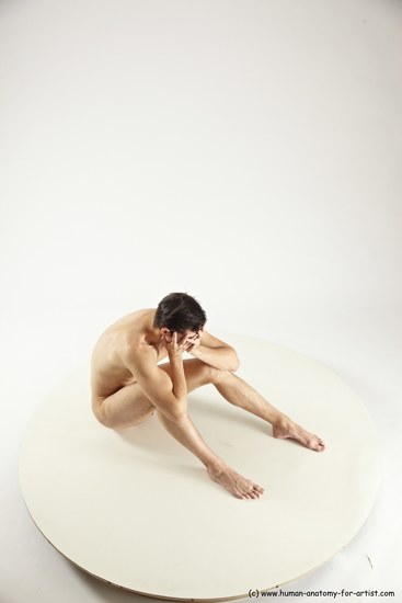 Nude Man White Sitting poses - simple Athletic Short Brown Sitting poses - ALL Multi angles poses Realistic