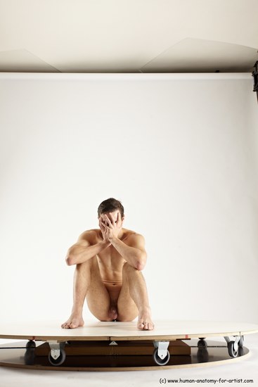 Nude Man White Sitting poses - simple Athletic Short Brown Sitting poses - ALL Multi angles poses Realistic