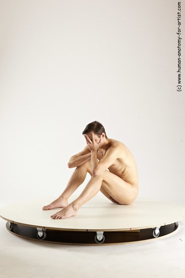 Nude Man White Sitting poses - simple Athletic Short Brown Sitting poses - ALL Multi angles poses Realistic