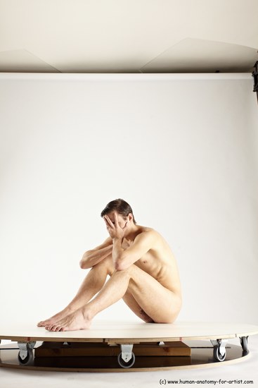 Nude Man White Sitting poses - simple Athletic Short Brown Sitting poses - ALL Multi angles poses Realistic