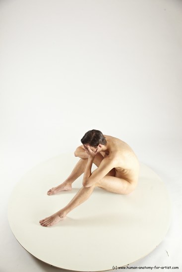 Nude Man White Sitting poses - simple Athletic Short Brown Sitting poses - ALL Multi angles poses Realistic