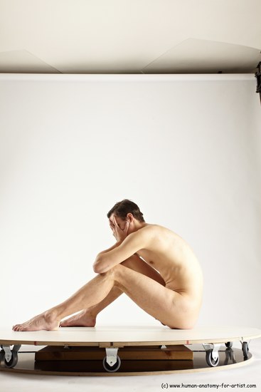 Nude Man White Sitting poses - simple Athletic Short Brown Sitting poses - ALL Multi angles poses Realistic