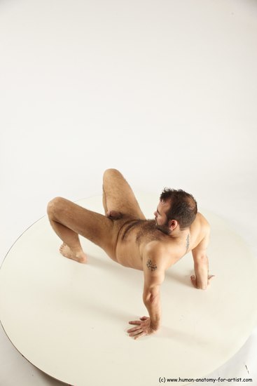 Nude Gymnastic poses Man White Average Short Brown Multi angles poses Realistic