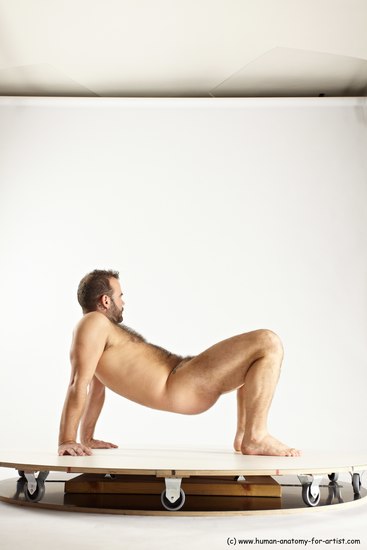 Nude Gymnastic poses Man White Average Short Brown Multi angles poses Realistic