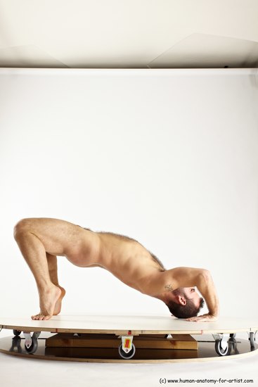 Nude Gymnastic poses Man White Average Short Brown Multi angles poses Realistic