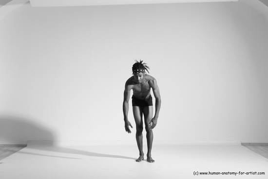 Underwear Man Black Athletic Black Dancing Dreadlocks Dynamic poses Academic