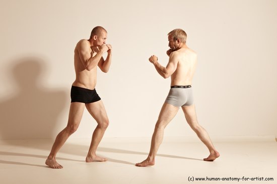 Underwear Martial art Man - Man White Moving poses Slim Short Blond Dynamic poses Academic