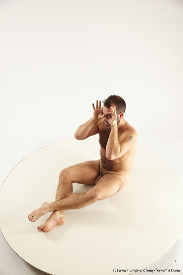 Nude Man White Sitting poses - simple Average Short Brown Sitting poses - ALL Multi angles poses Realistic