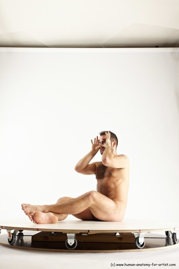 Nude Man White Sitting poses - simple Average Short Brown Sitting poses - ALL Multi angles poses Realistic