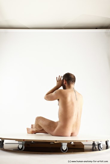 Nude Man White Sitting poses - simple Average Short Brown Sitting poses - ALL Multi angles poses Realistic