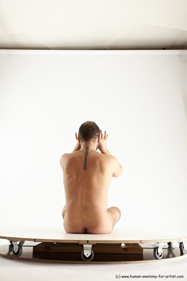 Nude Man White Sitting poses - simple Average Short Brown Sitting poses - ALL Multi angles poses Realistic