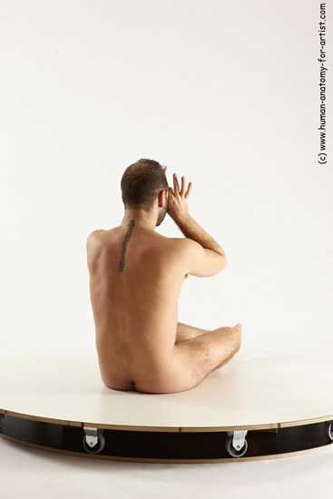 Nude Man White Sitting poses - simple Average Short Brown Sitting poses - ALL Multi angles poses Realistic