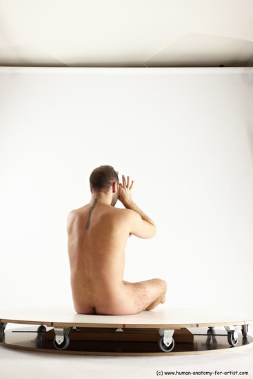 Nude Man White Sitting poses - simple Average Short Brown Sitting poses - ALL Multi angles poses Realistic