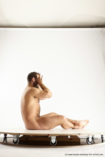 Nude Man White Sitting poses - simple Average Short Brown Sitting poses - ALL Multi angles poses Realistic