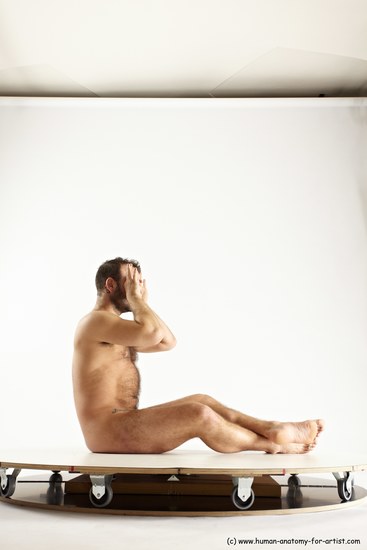 Nude Man White Sitting poses - simple Average Short Brown Sitting poses - ALL Multi angles poses Realistic