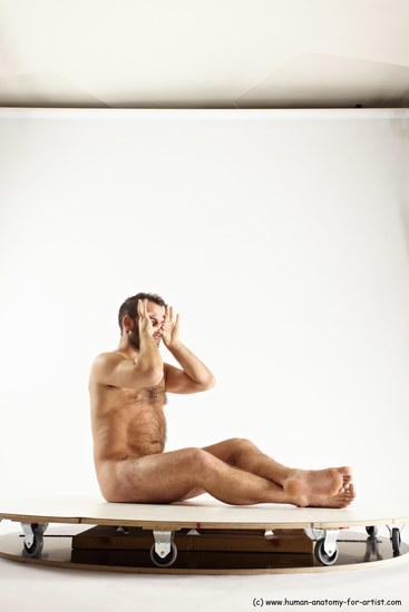 Nude Man White Sitting poses - simple Average Short Brown Sitting poses - ALL Multi angles poses Realistic